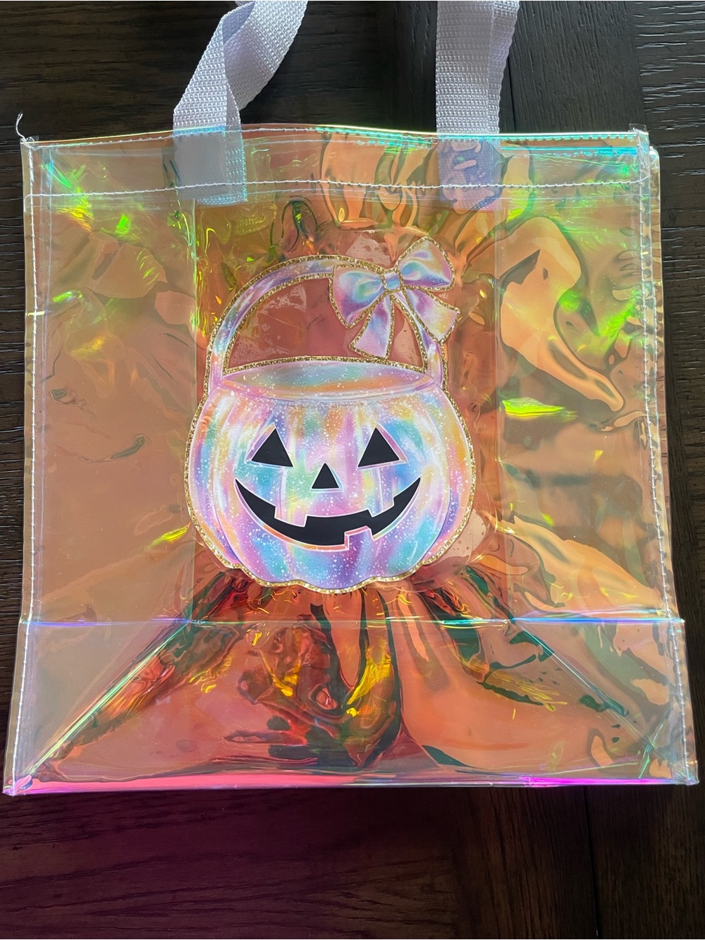 Holographic Pumpkin Trick-or-Treat Tote - Kids Halloween Bag